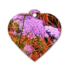 Blue Tinted Queen Anne s Lace Dog Tag Heart (two Sides) by okhismakingart