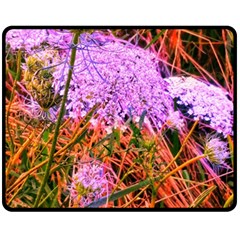 Blue Tinted Queen Anne s Lace Fleece Blanket (medium)  by okhismakingart