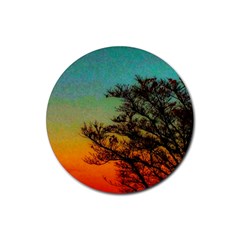 Turquoise Sunset Rubber Round Coaster (4 Pack)  by okhismakingart