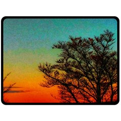 Turquoise Sunset Fleece Blanket (large)  by okhismakingart