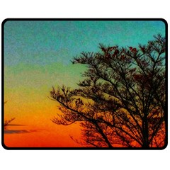 Turquoise Sunset Double Sided Fleece Blanket (medium)  by okhismakingart