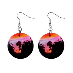 Sunset And Geraniums Mini Button Earrings by okhismakingart