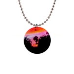 Sunset and Geraniums 1  Button Necklace Front