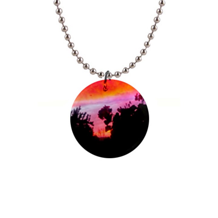 Sunset and Geraniums 1  Button Necklace