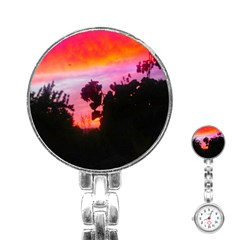 Sunset And Geraniums Stainless Steel Nurses Watch by okhismakingart