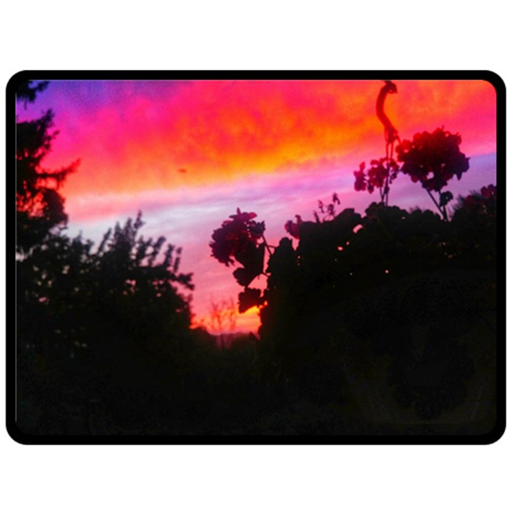 Sunset and Geraniums Double Sided Fleece Blanket (Large) 