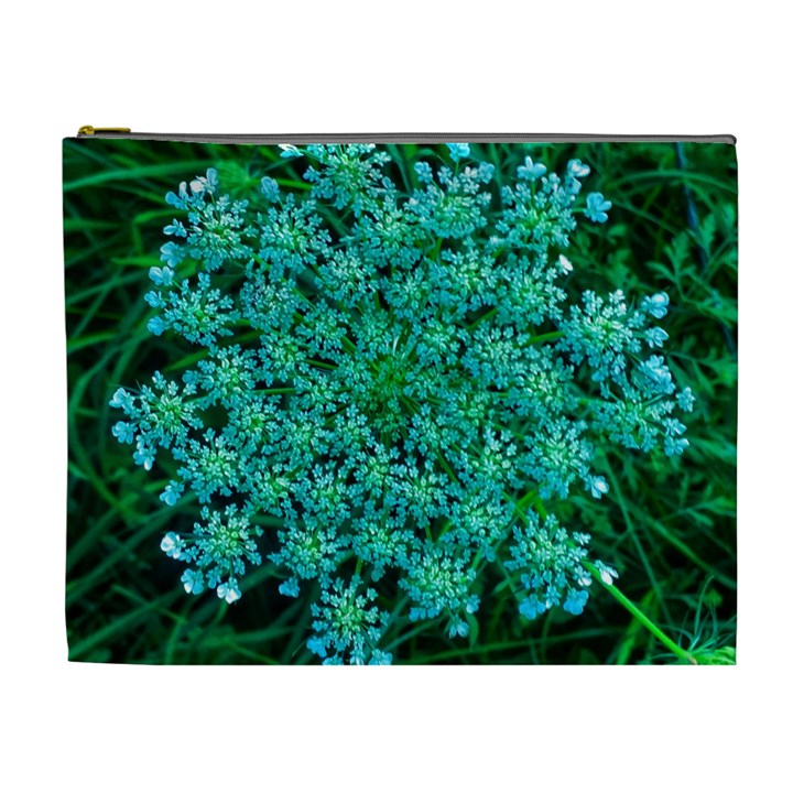 Turquoise Queen Anne s Lace Cosmetic Bag (XL)