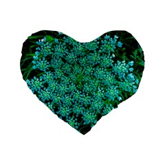 Turquoise Queen Anne s Lace Standard 16  Premium Heart Shape Cushions by okhismakingart