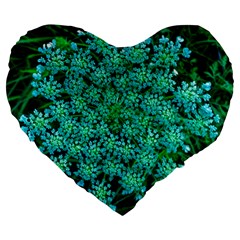 Turquoise Queen Anne s Lace Large 19  Premium Heart Shape Cushions by okhismakingart