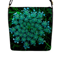 Turquoise Queen Anne s Lace Flap Closure Messenger Bag (l) by okhismakingart