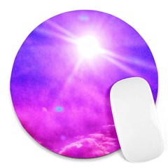 Purple Sun Round Mousepads by okhismakingart