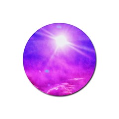 Purple Sun Rubber Coaster (round)  by okhismakingart