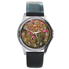 Thistle Field Round Metal Watch by okhismakingart