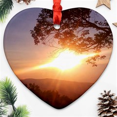 Mountain Sunset Ornament (heart) by okhismakingart