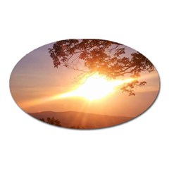 Mountain Sunset Oval Magnet by okhismakingart