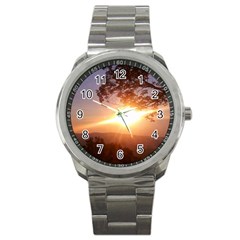 Mountain Sunset Sport Metal Watch by okhismakingart