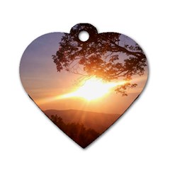 Mountain Sunset Dog Tag Heart (one Side) by okhismakingart