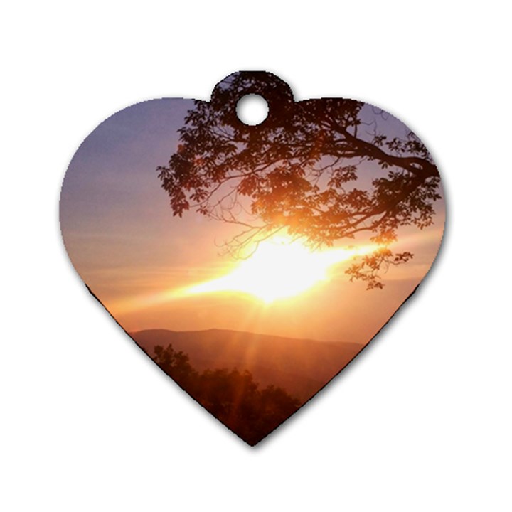 Mountain Sunset Dog Tag Heart (Two Sides)