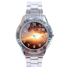 Mountain Sunset Stainless Steel Analogue Watch by okhismakingart