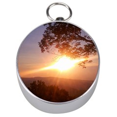 Mountain Sunset Silver Compasses by okhismakingart