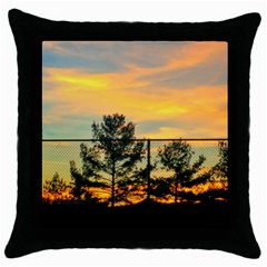 Fence Line Trees Throw Pillow Case (black) by okhismakingart