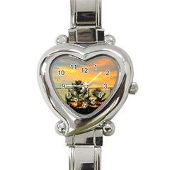 Fence Line Trees Heart Italian Charm Watch by okhismakingart