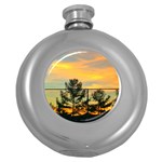 Fence Line Trees Round Hip Flask (5 oz) Front