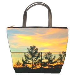 Fence Line Trees Bucket Bag