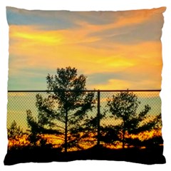 Fence Line Trees Large Cushion Case (one Side) by okhismakingart