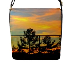 Fence Line Trees Flap Closure Messenger Bag (l) by okhismakingart