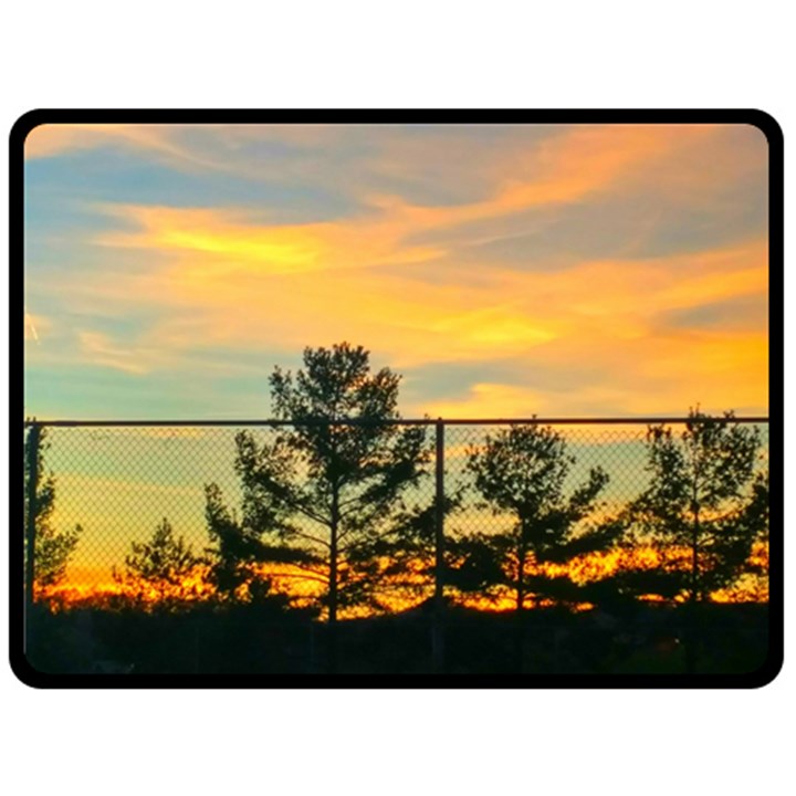 Fence Line Trees Double Sided Fleece Blanket (Large) 