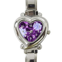 Queen Anne s Lace With Purple Leaves Heart Italian Charm Watch by okhismakingart