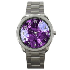 Queen Anne s Lace With Purple Leaves Sport Metal Watch by okhismakingart