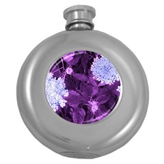 Queen Anne s Lace With Purple Leaves Round Hip Flask (5 Oz) by okhismakingart