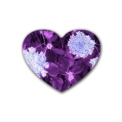 Queen Anne s Lace With Purple Leaves Heart Coaster (4 Pack)  by okhismakingart