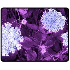 Queen Anne s Lace With Purple Leaves Fleece Blanket (medium)  by okhismakingart