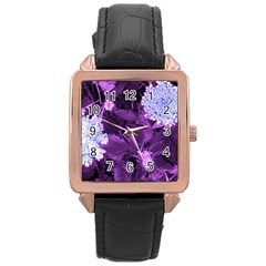 Queen Anne s Lace With Purple Leaves Rose Gold Leather Watch  by okhismakingart