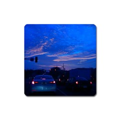 Blue Highway Square Magnet by okhismakingart