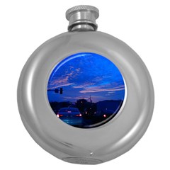 Blue Highway Round Hip Flask (5 Oz) by okhismakingart