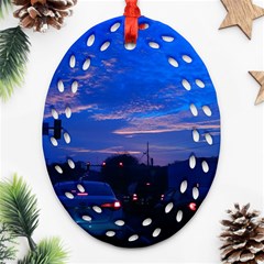 Blue Highway Oval Filigree Ornament (two Sides) by okhismakingart