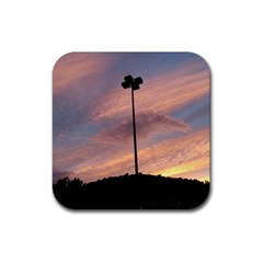 Parking Lot Sunset Rubber Coaster (square)  by okhismakingart