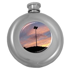 Parking Lot Sunset Round Hip Flask (5 Oz) by okhismakingart