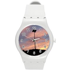 Parking Lot Sunset Round Plastic Sport Watch (m) by okhismakingart