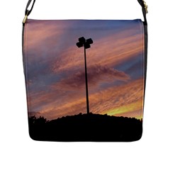 Parking Lot Sunset Flap Closure Messenger Bag (l) by okhismakingart