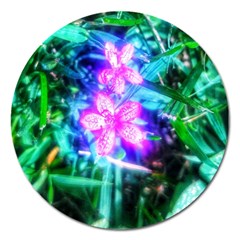 Glowing Flowers Magnet 5  (round) by okhismakingart