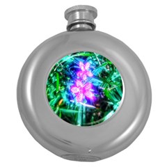 Glowing Flowers Round Hip Flask (5 Oz) by okhismakingart