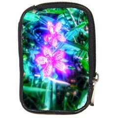 Glowing Flowers Compact Camera Leather Case by okhismakingart