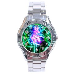 Glowing Flowers Stainless Steel Analogue Watch by okhismakingart