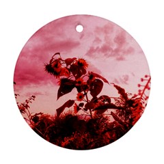 Red Sunflowers Ornament (round) by okhismakingart