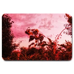 Red Sunflowers Large Doormat  by okhismakingart